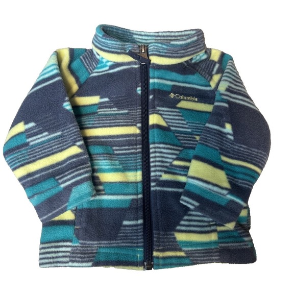 Columbia Other - Columbia Baby Boy Unisex‎ Fleece ZipUp Jacket Blue Print Size 3-6 Months